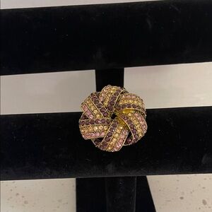 Beautiful Vintage Gold, Cranberry and Pink Knot Brooch. Monet